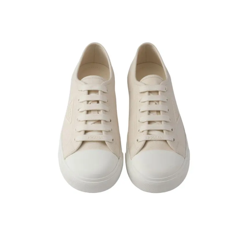 PRADA Low Top Canvas Shoes Men's White-5