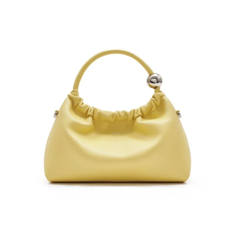 MUVA Cow Leather Cloud Bag, Handbag Trumpets Women's Moon Rock Silver/Cream Yellow/Ice Blue-4