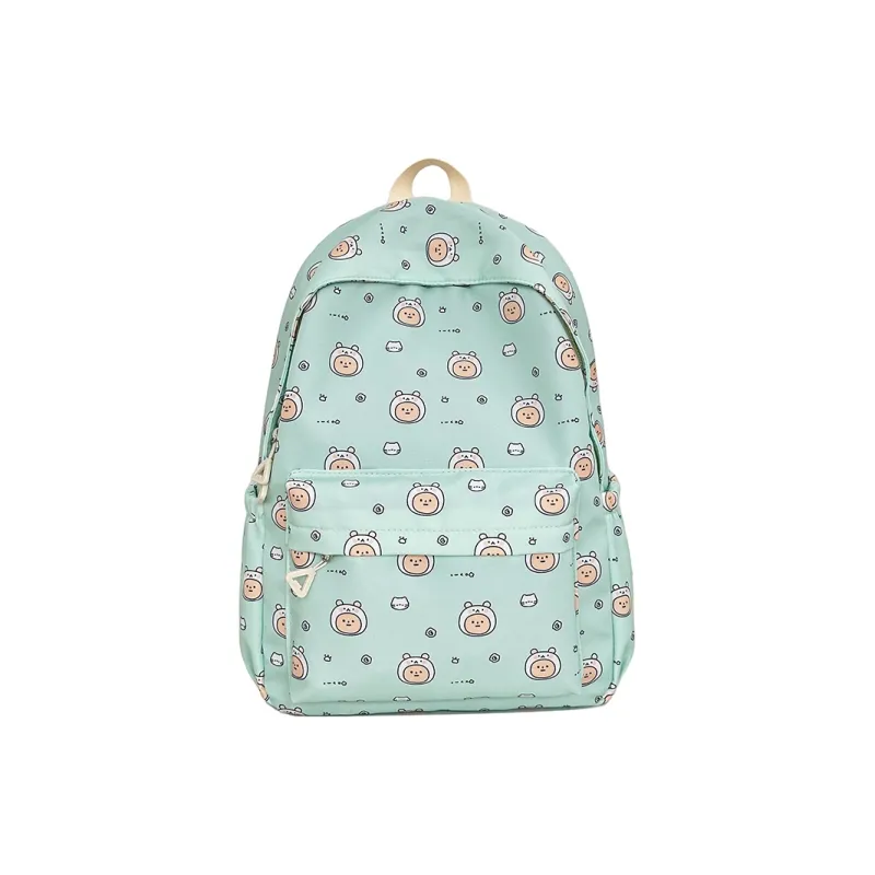 WICKBUEN Nylon Backpack Unisex Beige/Blue/Purple-12