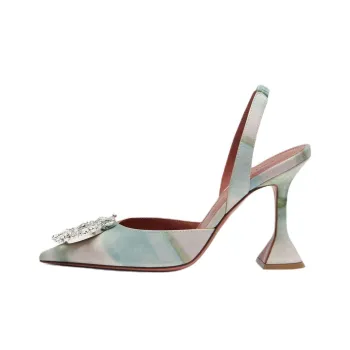 AMINA MUADDI Begum Flared Heel High Heels 9.5cm Women's Green