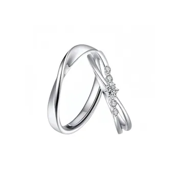 Barbie Zircon Rings Unisex Silver, Gift Box Set