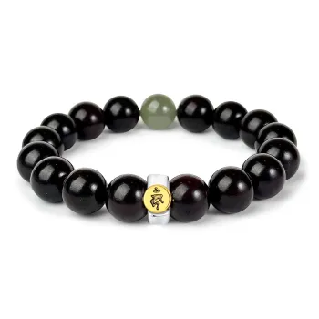 PUTUOSHANWENCHUANG Small Leaf Red Sandalwood Precious Wood Bracelets Unisex