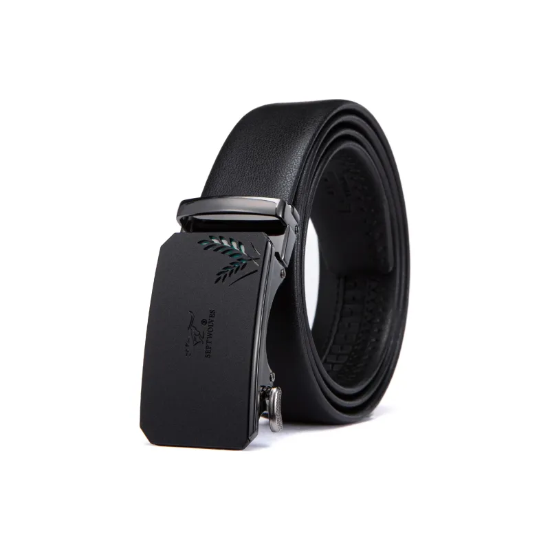 SEPTWOLVES Split Cow Leather With Transferred Pattern Leather Belts Men's Width 3.5cm-0