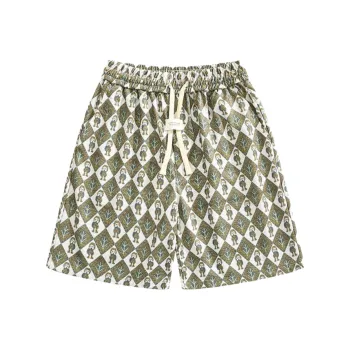 Segunda Casual Shorts Men Plaid Pea Green
