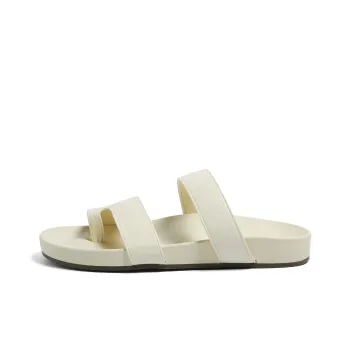 HUANQIU Quiet Slip Resistant Abrasion Resistant Slide Slippers Women's Beige