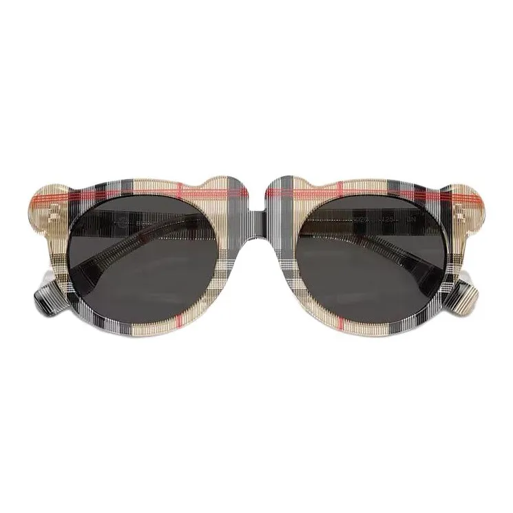 Burberry Oval-frame Checked Sunglasses-3