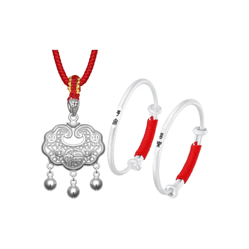 YASHENGZHUBAO 999 Fine Silver Bangles Kids'-5