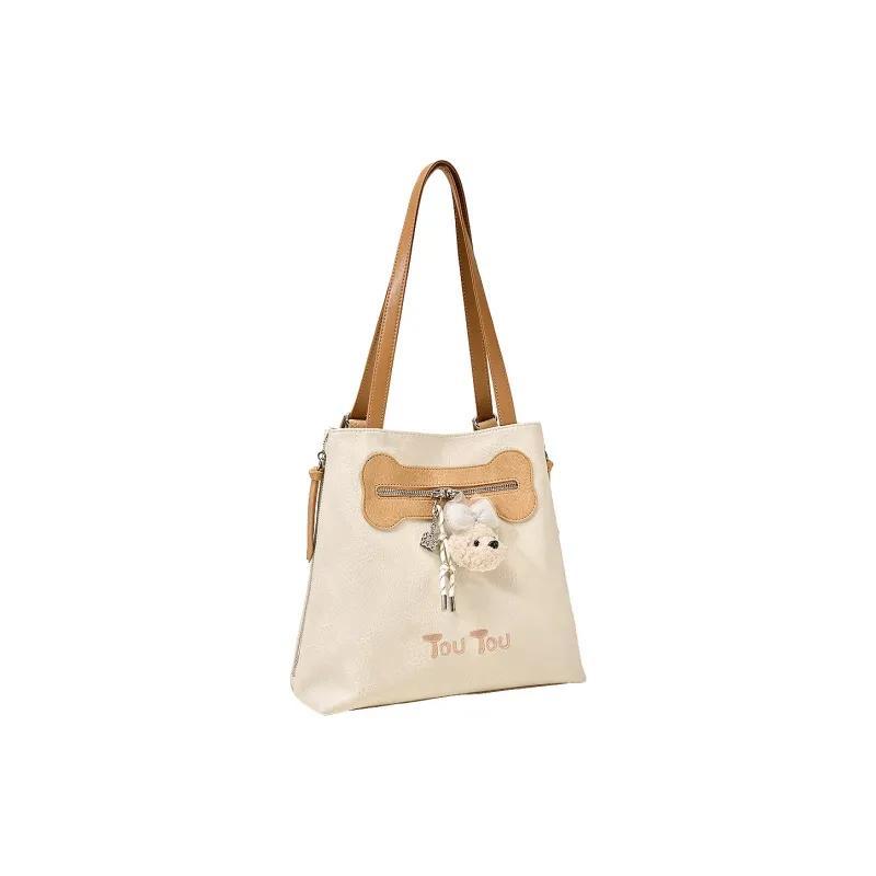 TOUTOU Synthetic Leather Backpack Regular Women's Cocoa Milk Tea Apricot-1