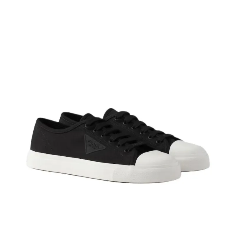 PRADA Low Top Canvas Shoes Men's Black-2
