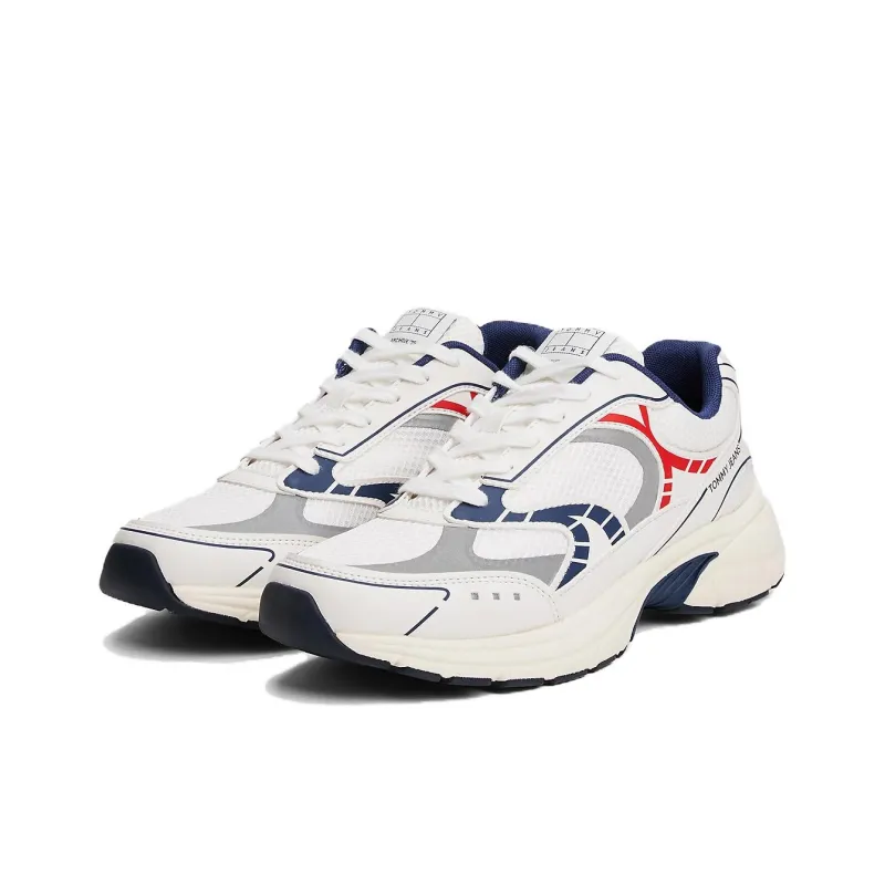 Tommy Hilfiger Trainers Low Top Casual Shoes Men's White Blue-2