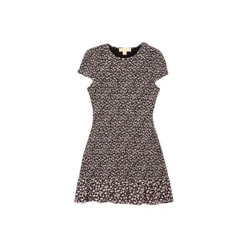 MICHAEL KORS Smocked Floral Print Georgette Dress
