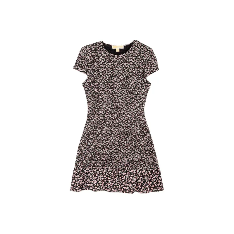 MICHAEL KORS Smocked Floral Print Georgette Dress-0
