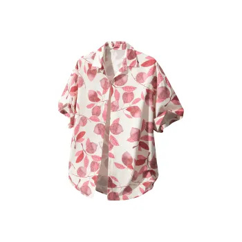 WKOOG Shirts Unisex Pink Floral Leaves