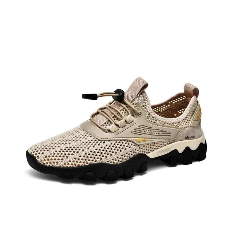 Wen Nai Slip Resistant, Abrasion Resistant, Breathable Low Top Casual Shoes Men's Khaki-1