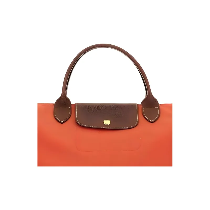 LONGCHAMP Le Pliage PU Canvas With Leather Trim Dumpling Bag Handbag Medium Size Women's Orange-4