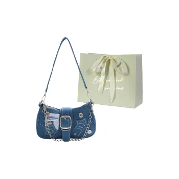 JIANGLIDA PU Shoulder Bag Women's Blue/Black