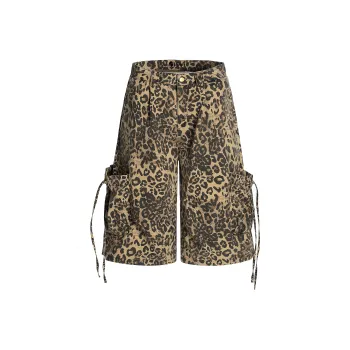 VINMUK Cargo Shorts Unisex Leopard Print