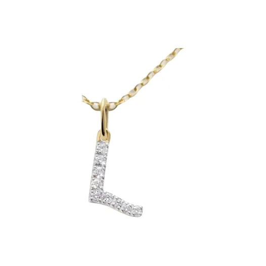 Monica Vinader 14kt Yellow Gold L Diamond Necklace-2