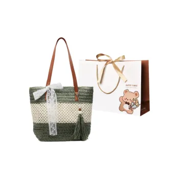 ERANGBEAR Straw Woven Shoulder Bag Women's Multicolor