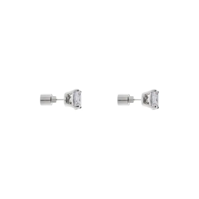 Balenciaga Rhinestone, Brass, Glass, Stainless Steel, Copper, Glass Fiber, Nylon Stud Earrings Women's Silver-1