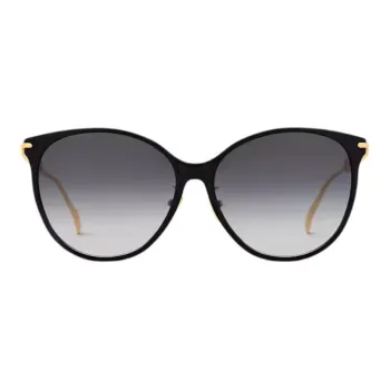 LOUIS VUITTON Acetate Metal Irregular Shape Sunglasses Women's Black