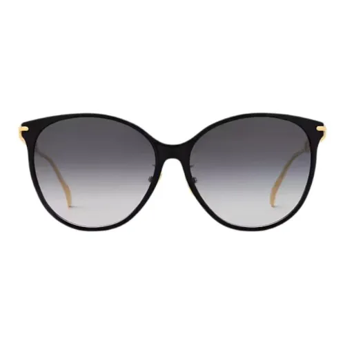 LOUIS VUITTON Acetate Metal Irregular Shape Sunglasses Women's Black