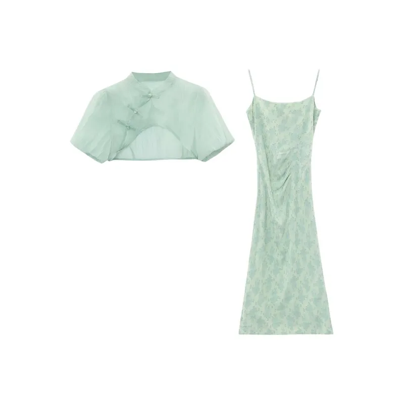 Mu Xiao Xin Two Piece Skirt Sets Women's Mushroom Grass Green-0
