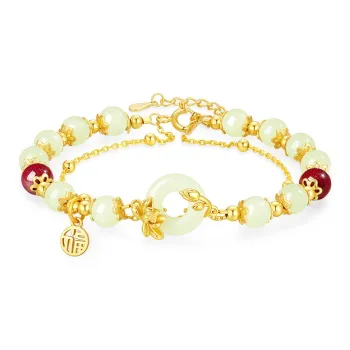 Central Fashion Hetian Jade Bracelets Pale Greenish White Jade Women's
