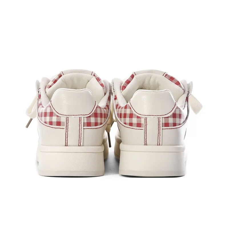 The New Age Family Low Top Skateboard Shoes Women's Beige Red-3