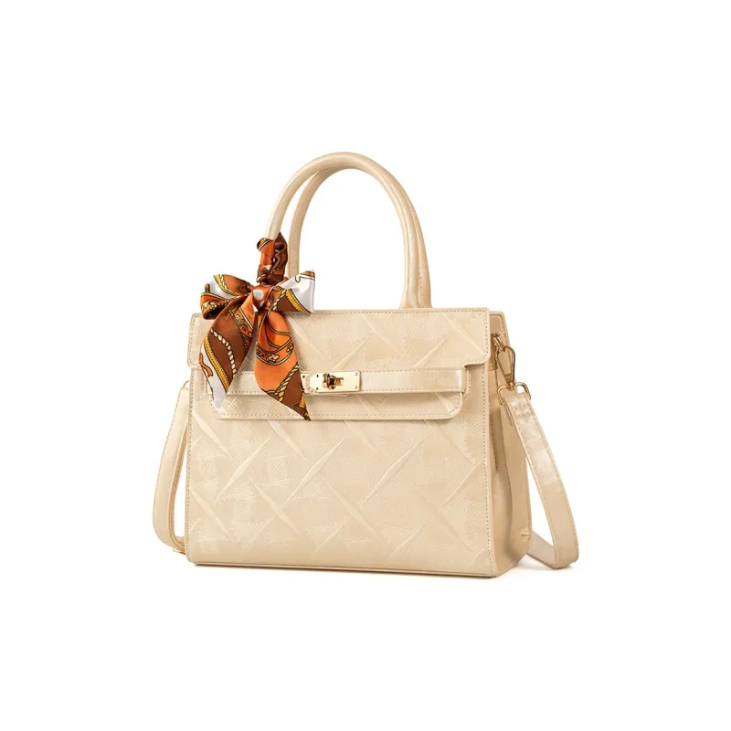 Vigno Synthetic Leather Tote Shoulder Bag, Crossbody Bag, Handbag Women's Ecru-1