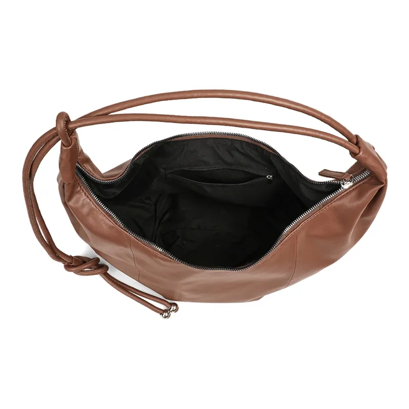 PT'SON Synthetic Leather Dumpling Bag Shoulder Bag Women's Brown-5