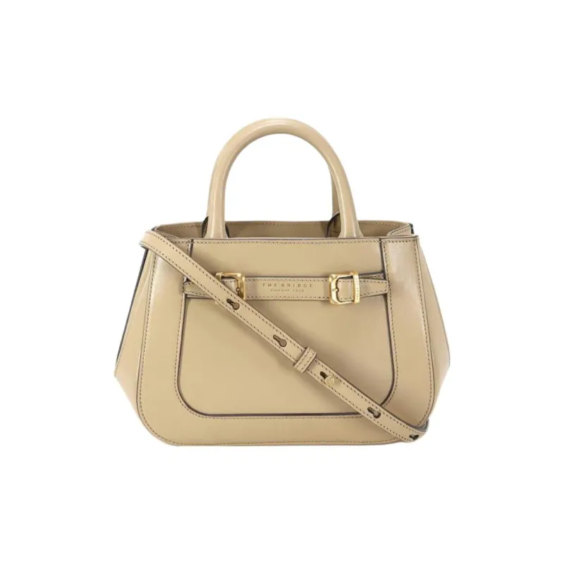 THE BRIDGE Leather One Shoulder Handbag Women's Beige-0