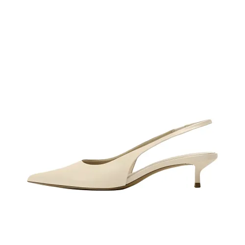 ZARA Slim Heel High Heels 5cm Women's Light Beige Yellow