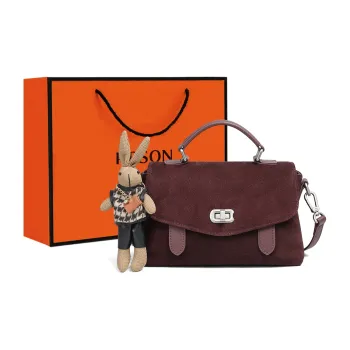PT'SON Cow Leather Shoulder Bag, Crossbody Bag, Handbag Women's Wine Purple