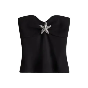 H&M Strapless Tops Women's Black/Silver