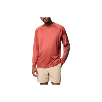 Columbia PFG Terminal T Shirt Men's Dust Red Night Travel Logo