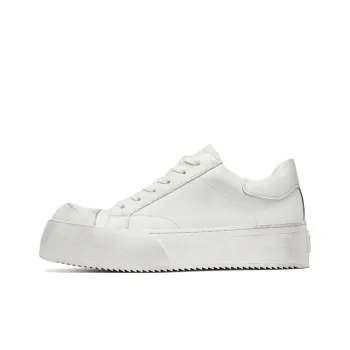 MADALLO Anti Slip And Wear Resistant Height Increasing Low Top Skateboard Shoes Women's White
