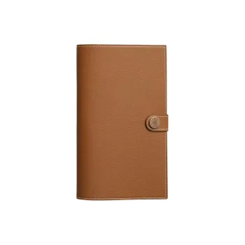 HERMES Evercolor Leather Wallets Card Holders Women's Gold Brown
