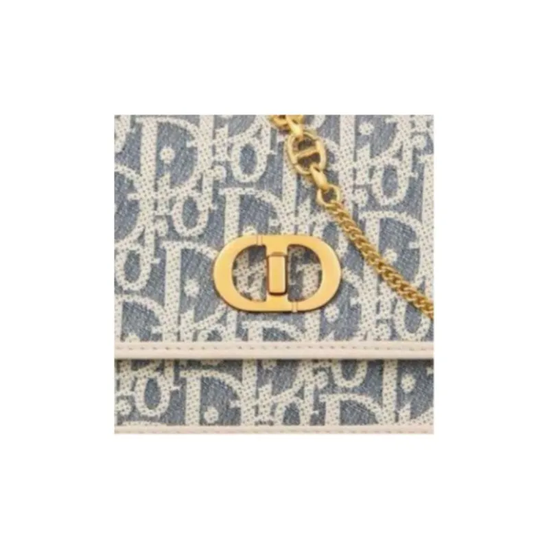 DIOR Miss Caro Cotton Shoulder Bag Small Size Women's Blue-5