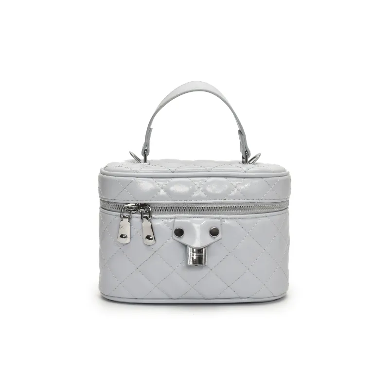 ZAVC PU Box Bag, One Shoulder Handbag Women's Silver/Pink/Black/Ecru/Blue-20