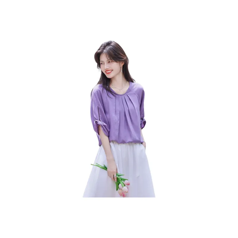 Still quiet Shirts Women's Purple-1