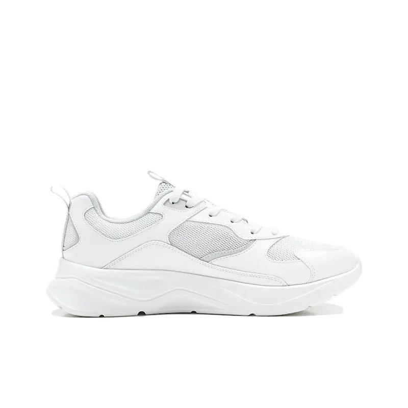 QIAODAN Slip Resistant, Breathable, Lightweight Low Top Casual Shoes Men's Cloud Peak White With Light Gray-1