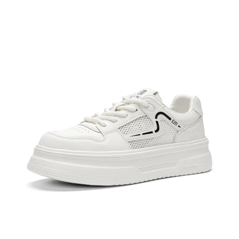 EXULL Q Slip Resistant, Lightweight, Breathable, Height Increasing Low Top Skateboard Shoes Women's White Black-1