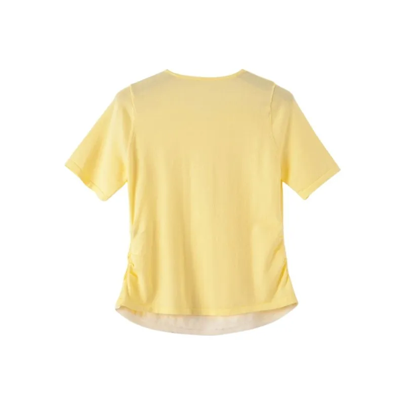 Late White T Shirts Women's Yellow Cream-1