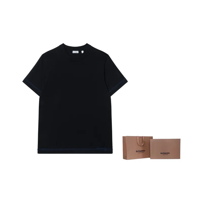 Burberry Logo Embroidered Crewneck T Shirt-4