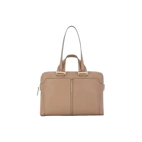 PIQUADRO Leather One Shoulder Portable Briefcase Unisex Beige