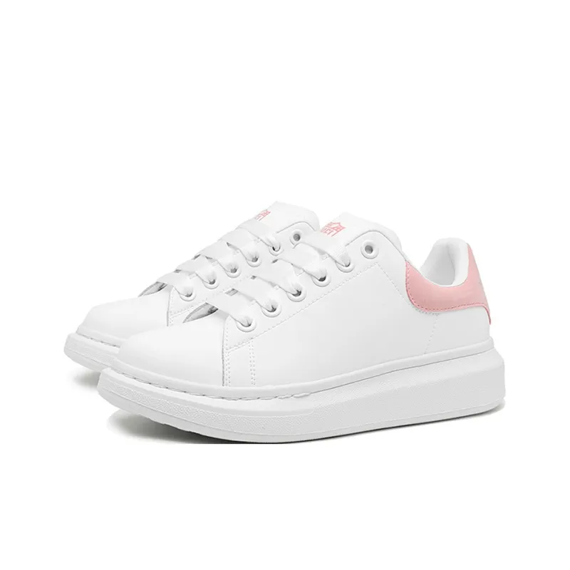 NFL Wide White Loose Fit Sneakers Low Top Skateboard Shoes Women's White Pink-2