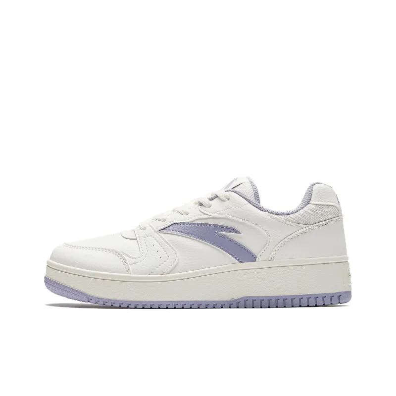 Anta Original Year Slip Resistant Height Increasing Low Top Skateboard Shoes Women's White Purple-0