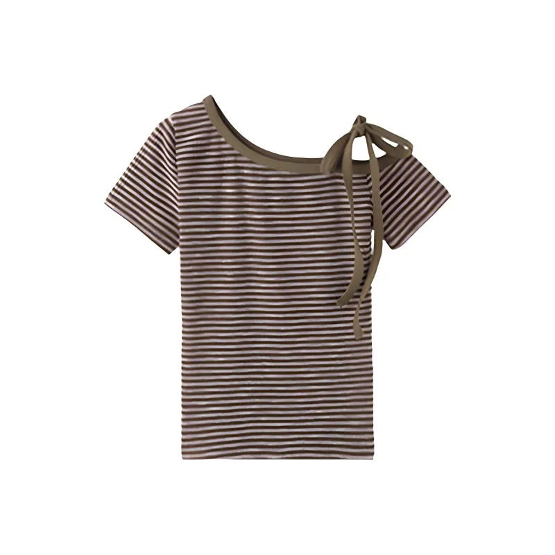 DOKZB T Shirts Women's Purple & Coffee-0