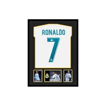 Three For Real Madrid Team Jersey Beckett Official Certification Exquisite Mounting, Outer Frame Approx. 65x85cm